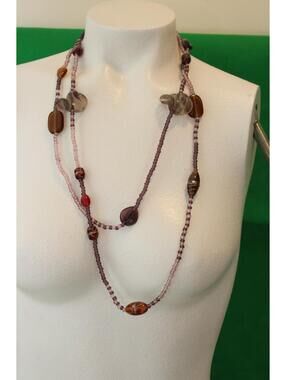 Vintage Long Glass Beaded Necklace